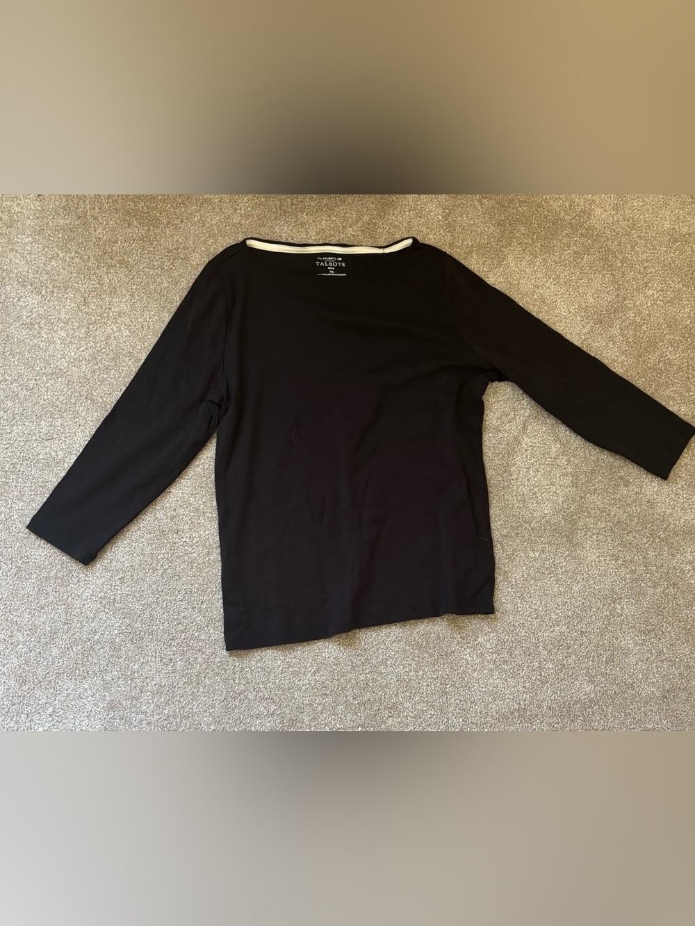 Talbots Black Tee with White Logo - Petite